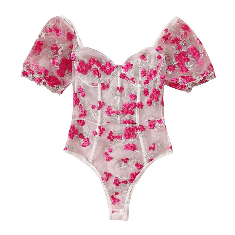 Set di Lingerie da Donna Set di Biancheria Intima Sexy Ricamata in Pizzo da Donna (Rosa M)