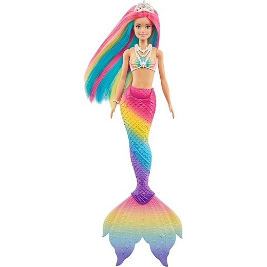 Barbie Dreamtopia Rainbow Magic Mermaid Doll with Rainbow Hair and Water-Activated Color Change Feature, Gift for 3 to 7 Year Olds , Blond
