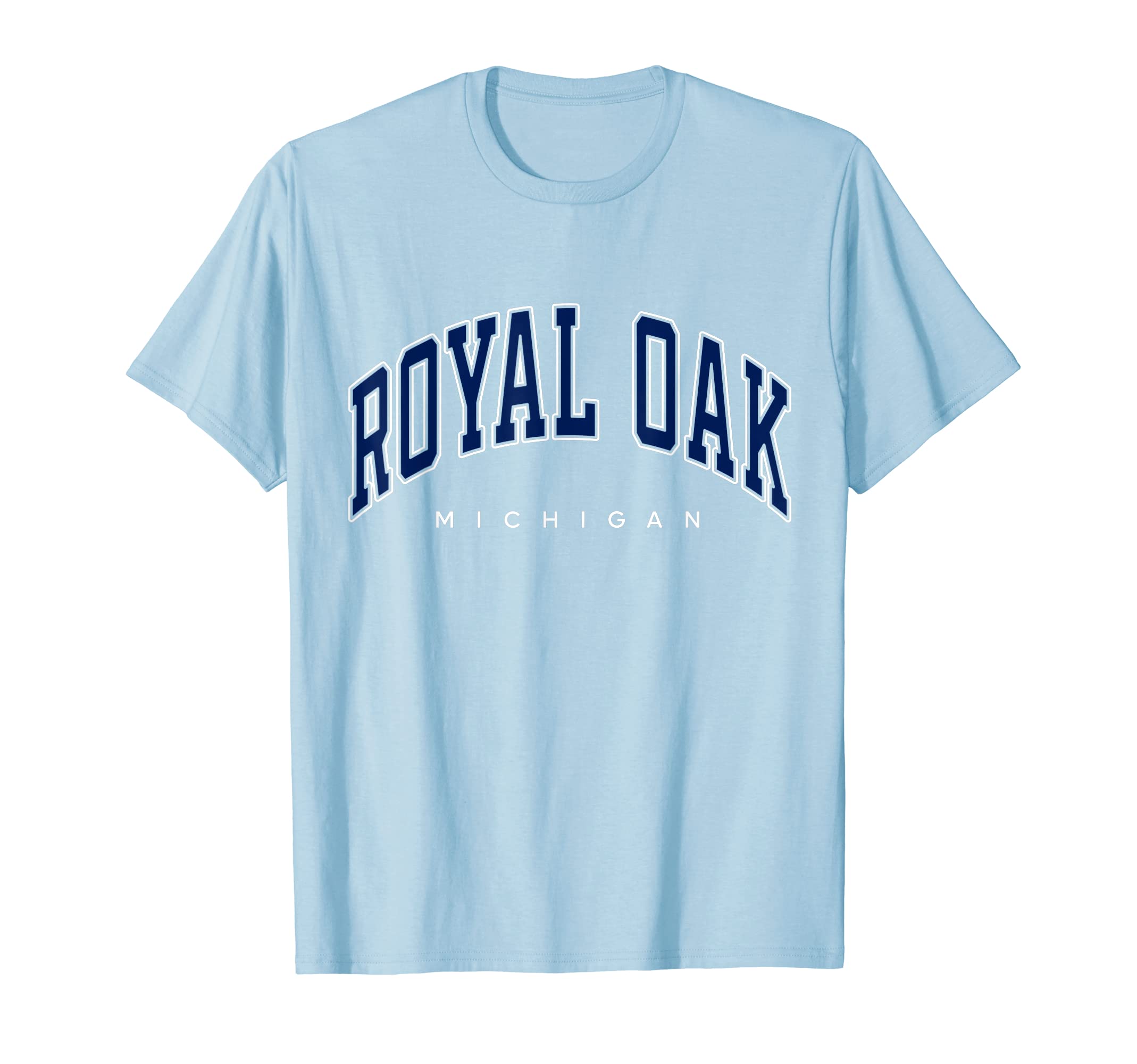 Royal Oak Michigan MI Varsity Style Navy Text T-Shirt