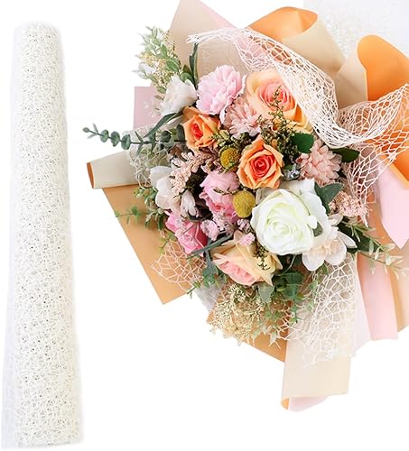 Miniatura 3 de PENINSULA LOVE Rollo de papel de regalo de flores coreanas, ramo de malla reversible, papel de embalaje, flores frescas, rollo hueco para