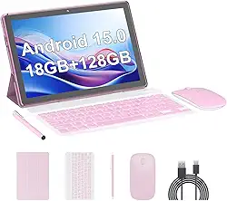 Tablet Android 15, tablets de 10 polegadas, 18 GB de RAM + 128 GB de ROM/2 TB expansível, tablets 2 em 1 com capa para teclado, tela IPS 1280 x 800, Wi-Fi 5G, câmera dupla, bateria de 6000 mAh BT5