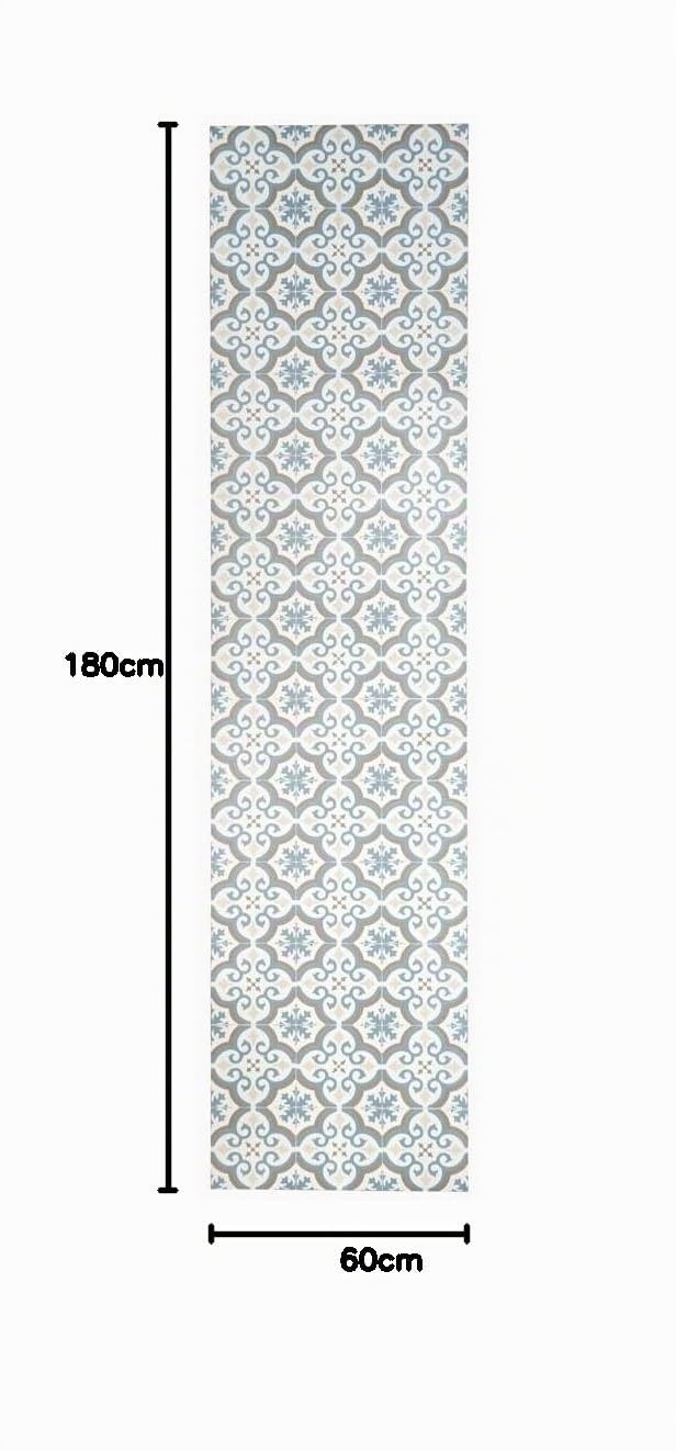 Tadi & Imperio1979 Tapis Vinyle hydraulique, différentes Tailles, élégant, Design et résistance pour Votre Espace, Cuisine, Salon, Salle à Manger, Sol en PVC (60 x 180 cm, étoile Bleue)