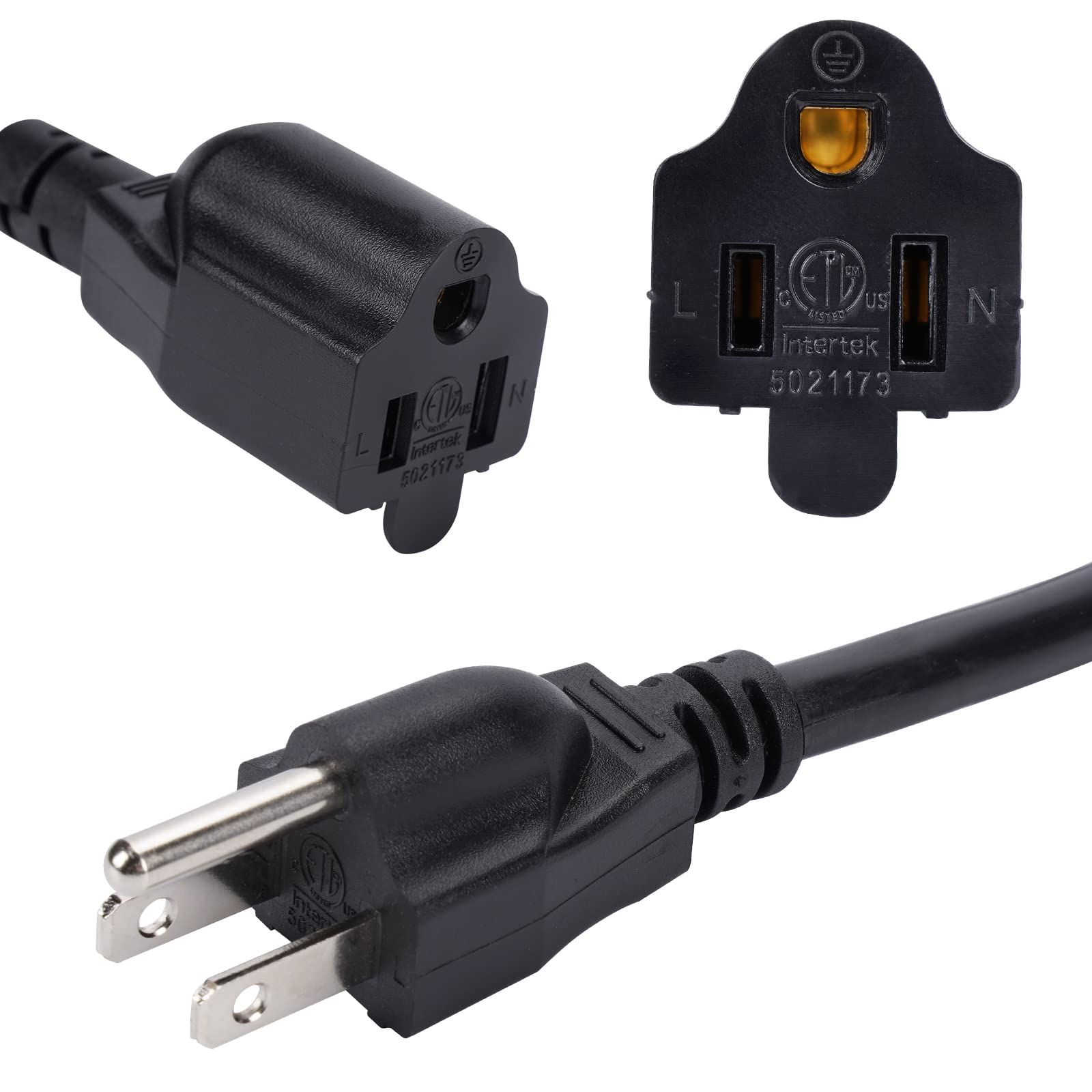 3.3FT 3 Prong 1 to 3 Outlet Power Cord Splitter Cord Indoor Outdoor Cable Strip Outlet Saver Power Extension Cable SJT 16AWG for Halloween Lights, Christmas Decorations, Computer, Scanner (Black)