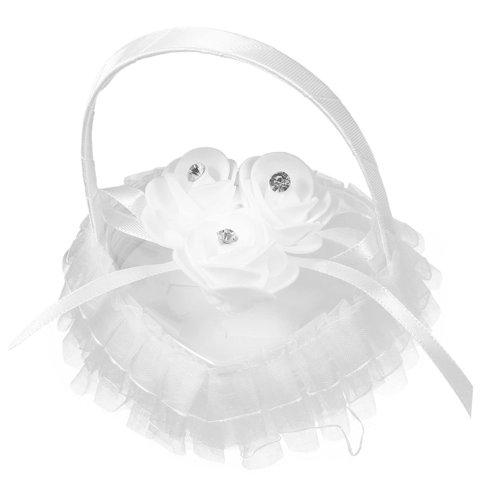 PRETYZOOM Mini Lace Ring Box Heart Shape Pillow Wedding Ring Holder for Ceremony Satin Textured for Durability