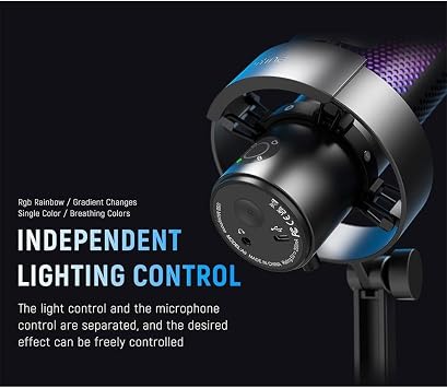 Fifine A9 USB RGB LED Illuminated Desktop Microphone, Black