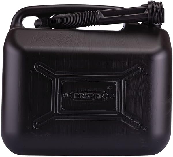 Draper 10L Plastic Petrol Can | Jerry Fuel Diesel Can | Water Container | With Flexible Spout | 09058, Black - 1