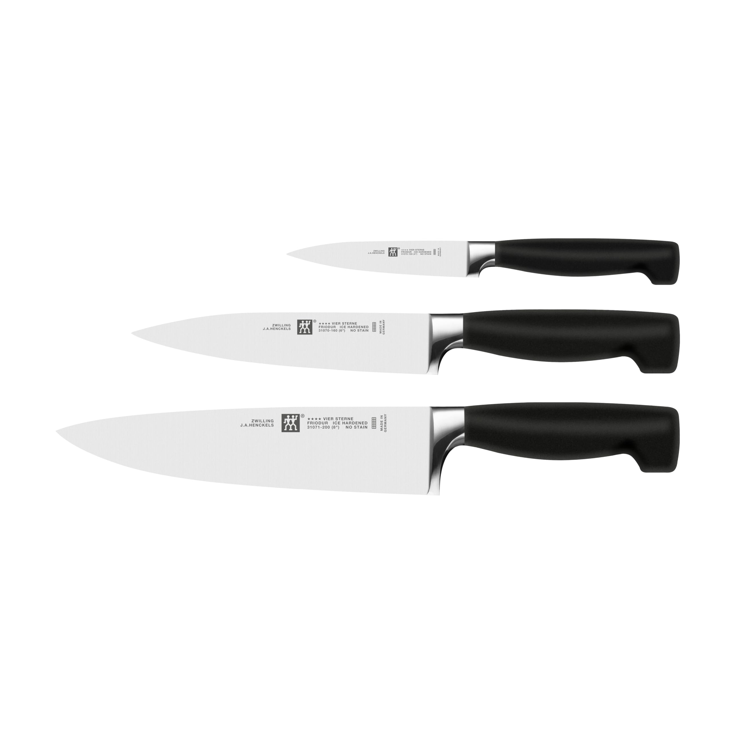 ZWILLING Vier Sterne Messer-Set 3-teilig, Rostfreier Spezialstahl, Schwarz, Made in Germany
