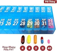Vista 7 de Twice-a-Day Monthly Pill Box Planner Set - AM & PM Medication Organizer for 31 Days! Set Contains 2 Organizers for One Month.