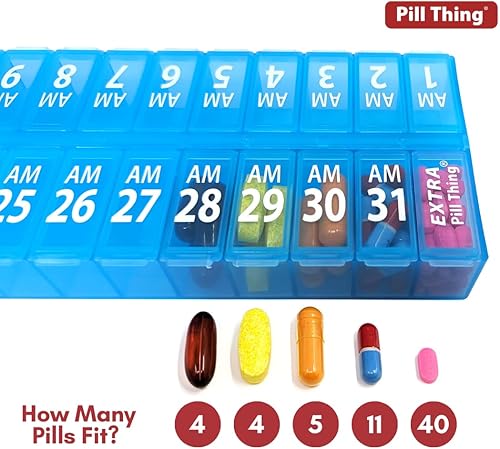 Vista 7 de Twice-a-Day Monthly Pill Box Planner Set - AM & PM Medication Organizer for 31 Days! Set Contains 2 Organizers for One Month.