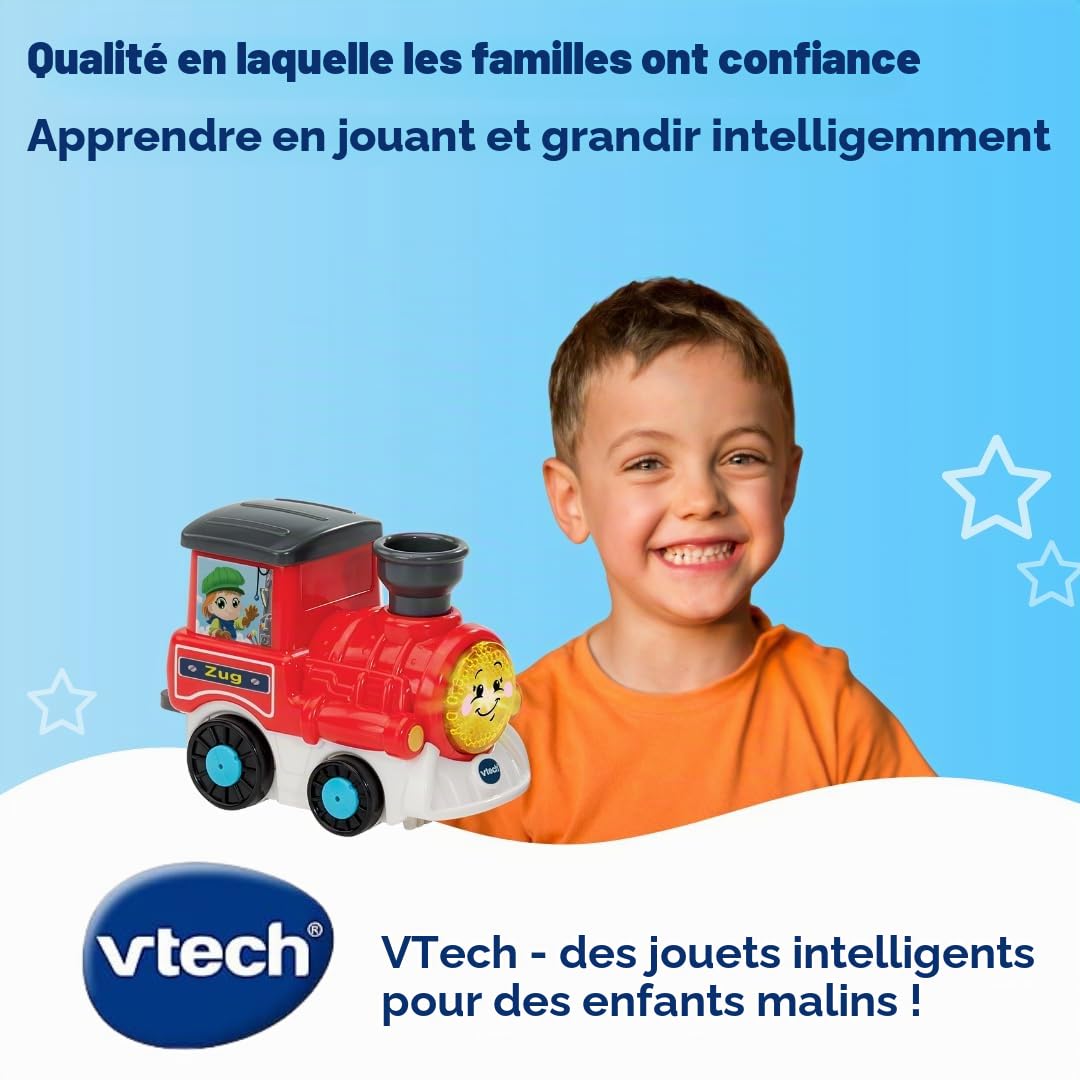 VTech TUT TUT Baby Flitzer Petite Gare – Kit de Jeu interactif avec Train, barrière, capteurs Doux et Magiques pour Les Tout-Petits – Musique, Sons et Plaisir d'apprentissage