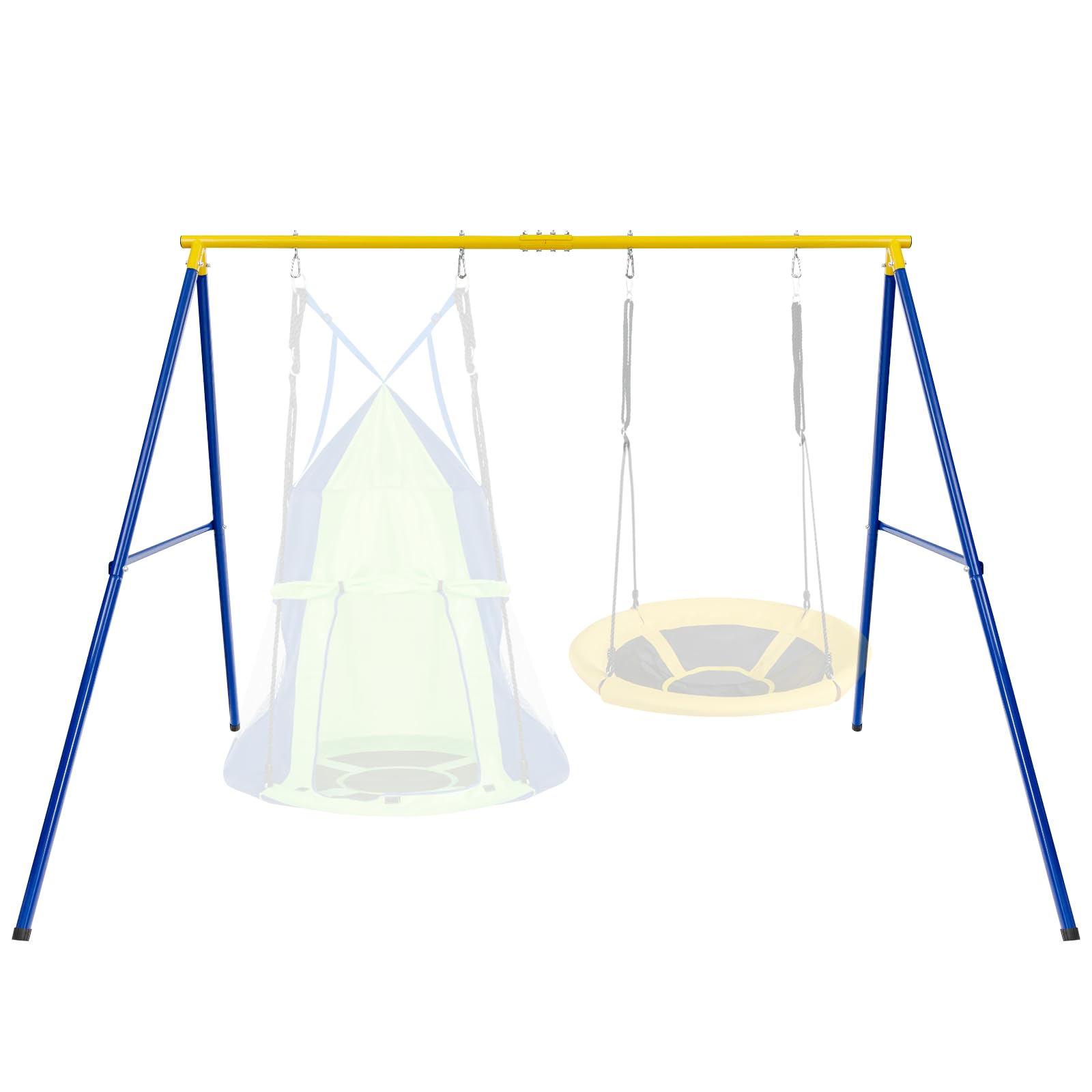 GLACER Metal Swing Sets for Backyard, 550 lbs Frame Swing Stand with Heavy Duty Steel & 4 Ground Stakes & 4 Carabiners, 2 Seat Swings Frame for Indoor Outdoor, Fits for Most Swings