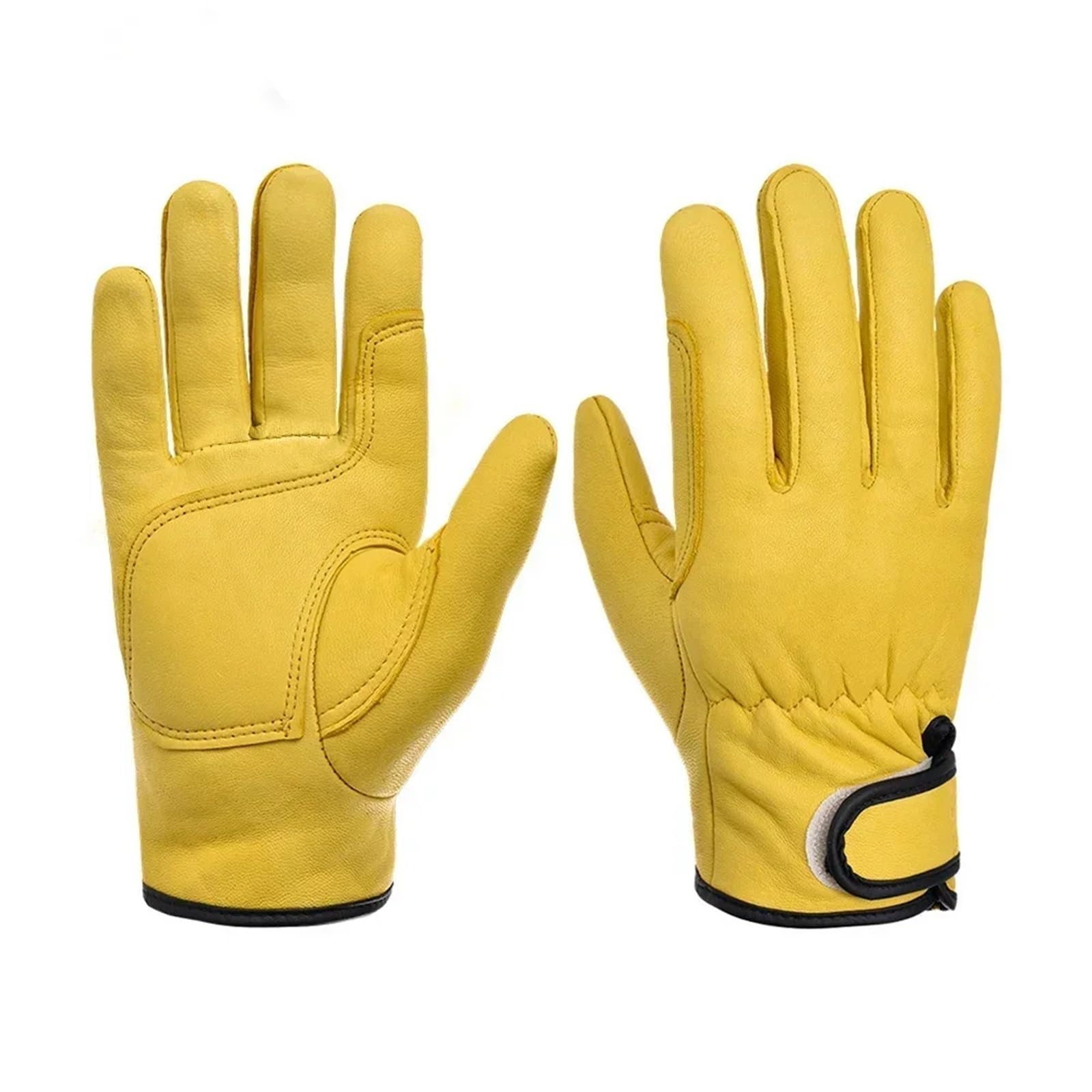 Gartenhandschuhe Arbeitshandschuhe, Schaffell, PU-Leder, Arbeiter, Arbeit, Schweißen, Sicherheitsschutz, Garten, Sport, Motorradfahrer, verschleißfeste Handschuhe FüR Gartenwerkzeuge(Yellow)
