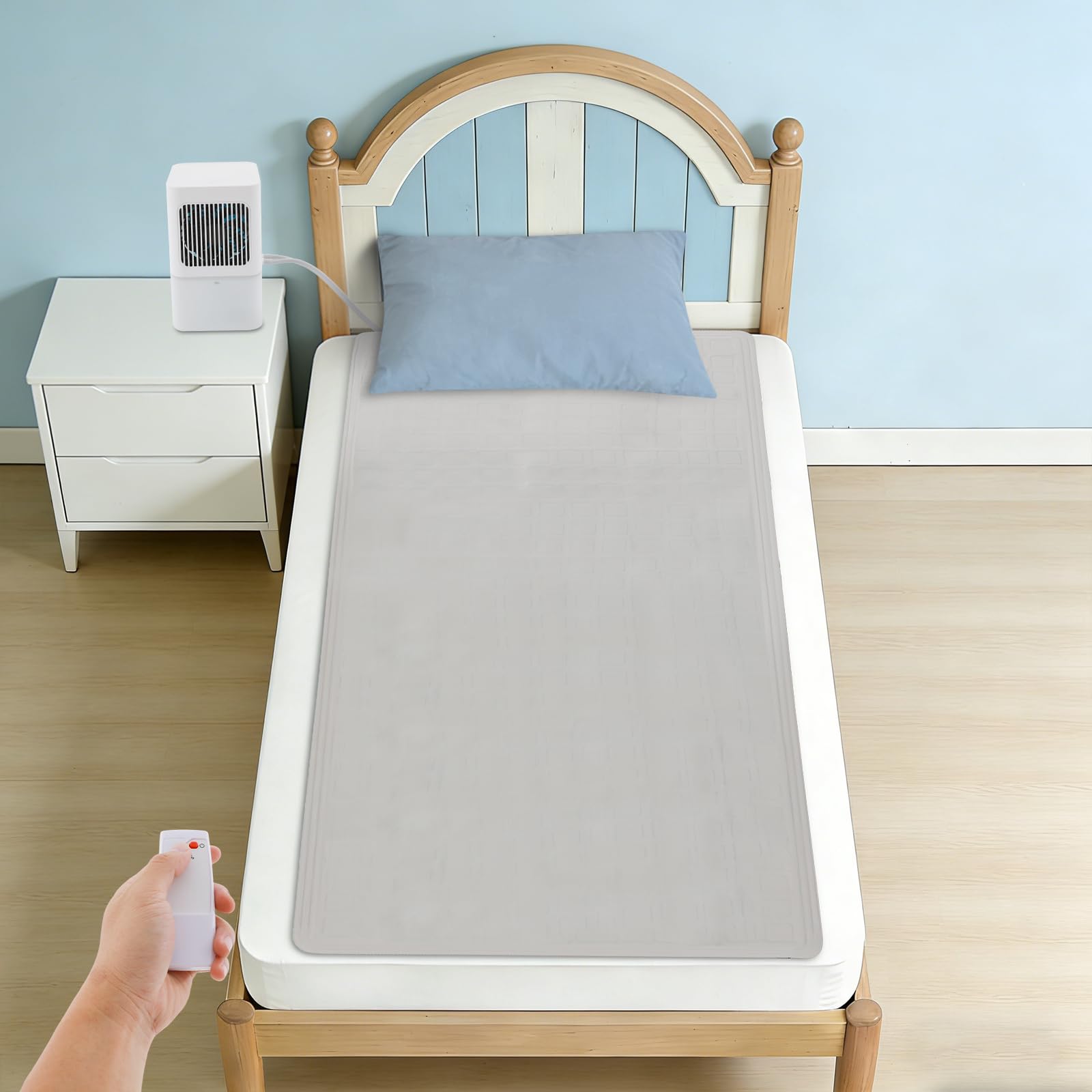 Materac chłodzony wodą, z pilotem zdalnego sterowania na podczerwień, 160 x 70 cm, system chłodzenia łóżka, wbudowany wentylator, 3 poziomy regulacji – idealny dla gorących osób