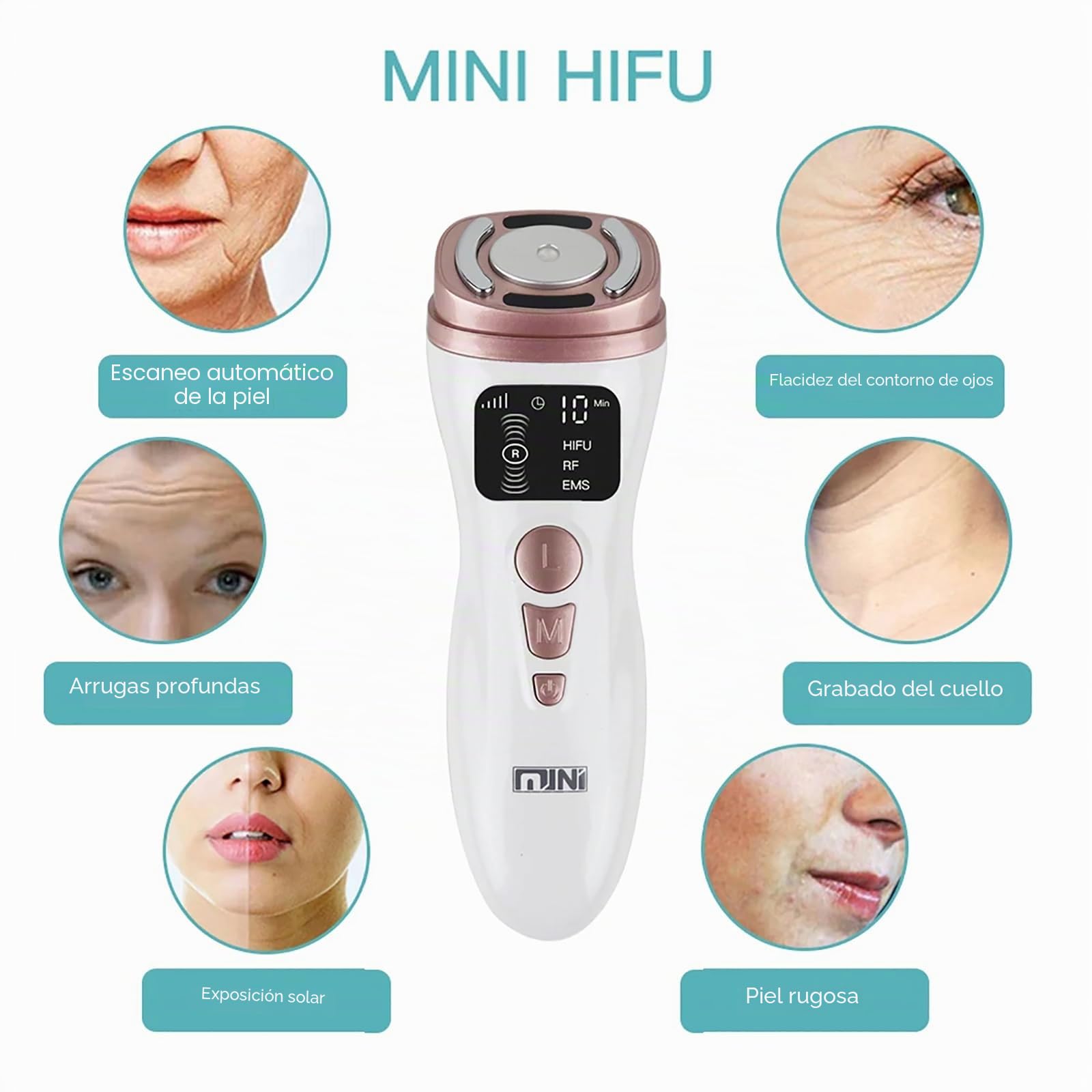 Mini HIFU facial máquina Levantamiento facial Anti arrugas Dispositivo de belleza Herramientas para el cuidado de la piel Máquina de estiramiento de la piel para el rejuvenecimiento de la piel