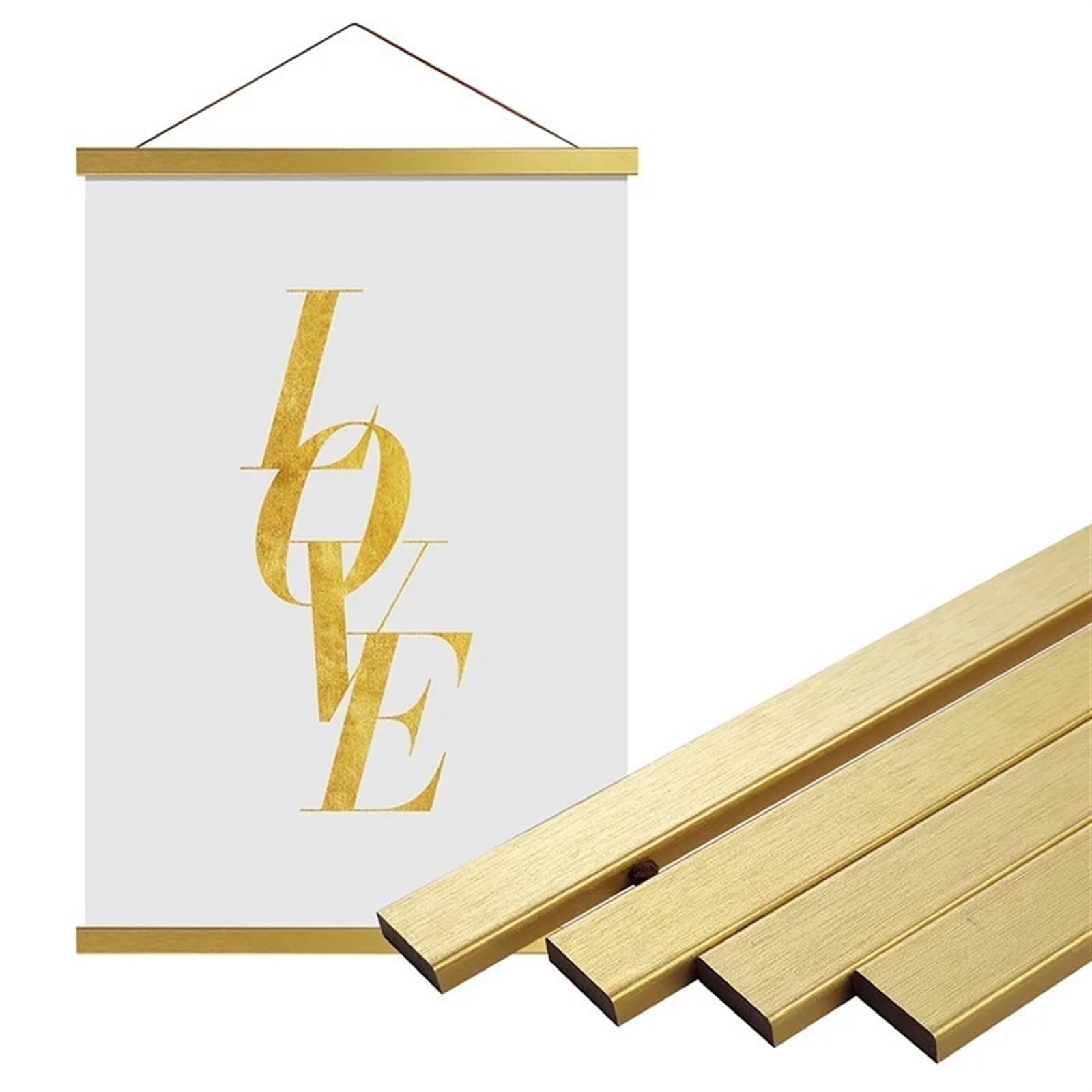 Cadre photo magnetique en bois dore 35cm pour toile et affiche