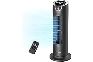 DR.PREPARE 25 dB Whisper-Quiet Tower Fan for Bedrooms, Bladeless Oscillating Floor Fan with Remote