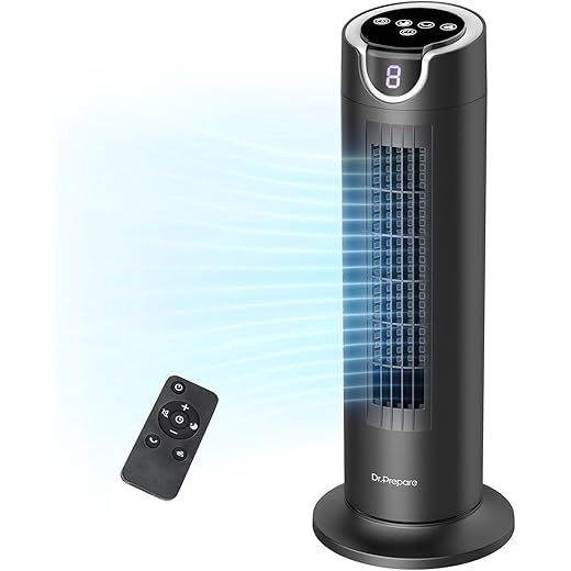 DRPREPARE Tower Fan For Bedroom 25 Db Quiet DC Bladeless Fa