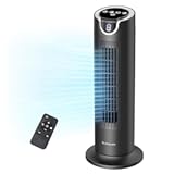 DR.PREPARE Tower Fan for Bedroom, 25 dB Quiet DC Bladeless Fan with Remote, 8 Speeds, 1-8H Timer, 80° Oscillating Fans for Indoors, 16 Inch Portable Desk Table Fans for Room, Home, Office