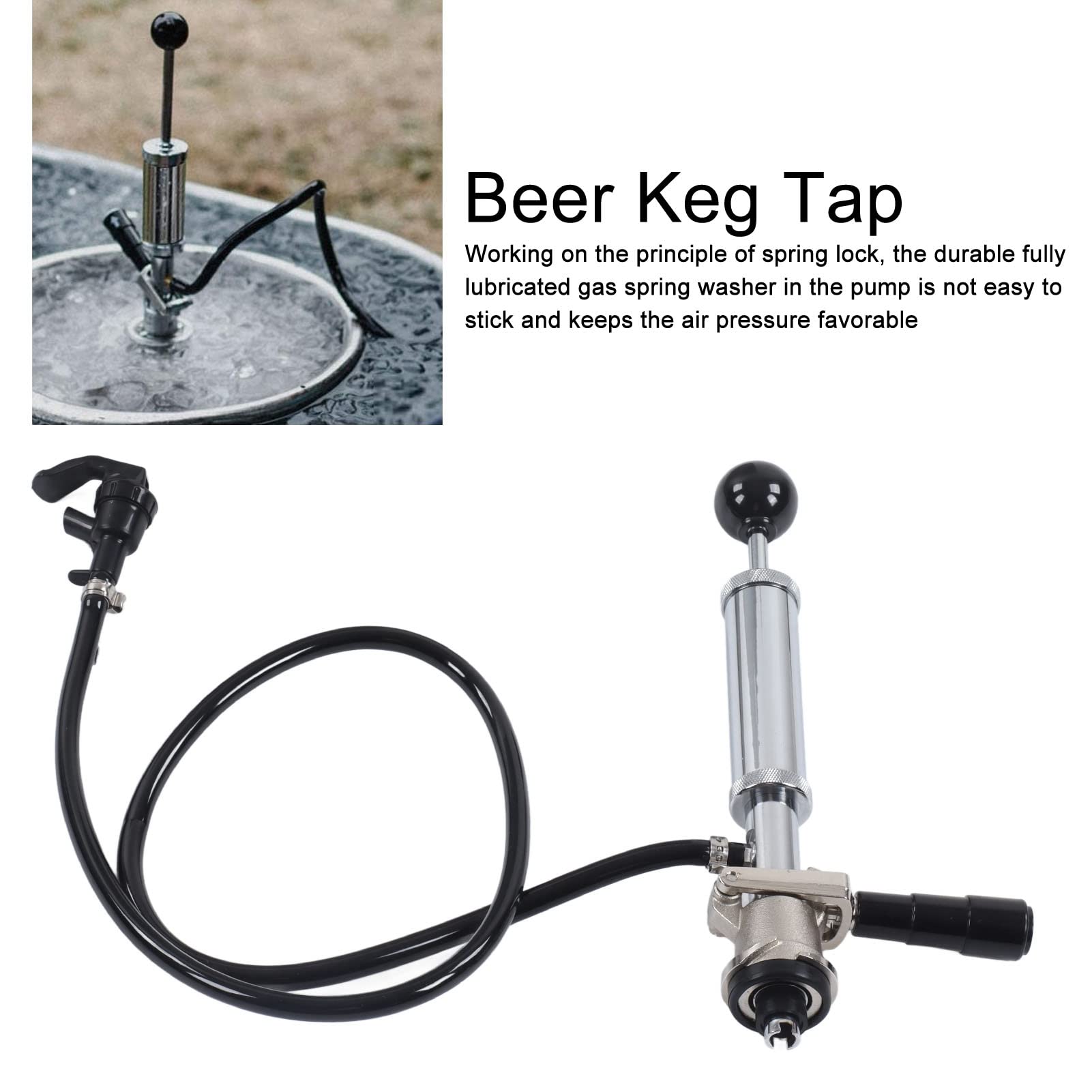 FLEXMAN Pompa per Fusti di Birra, Rubinetto Completo per Impieghi Gravosi, Accoppiatore per Sonda in Acciaio Inossidabile