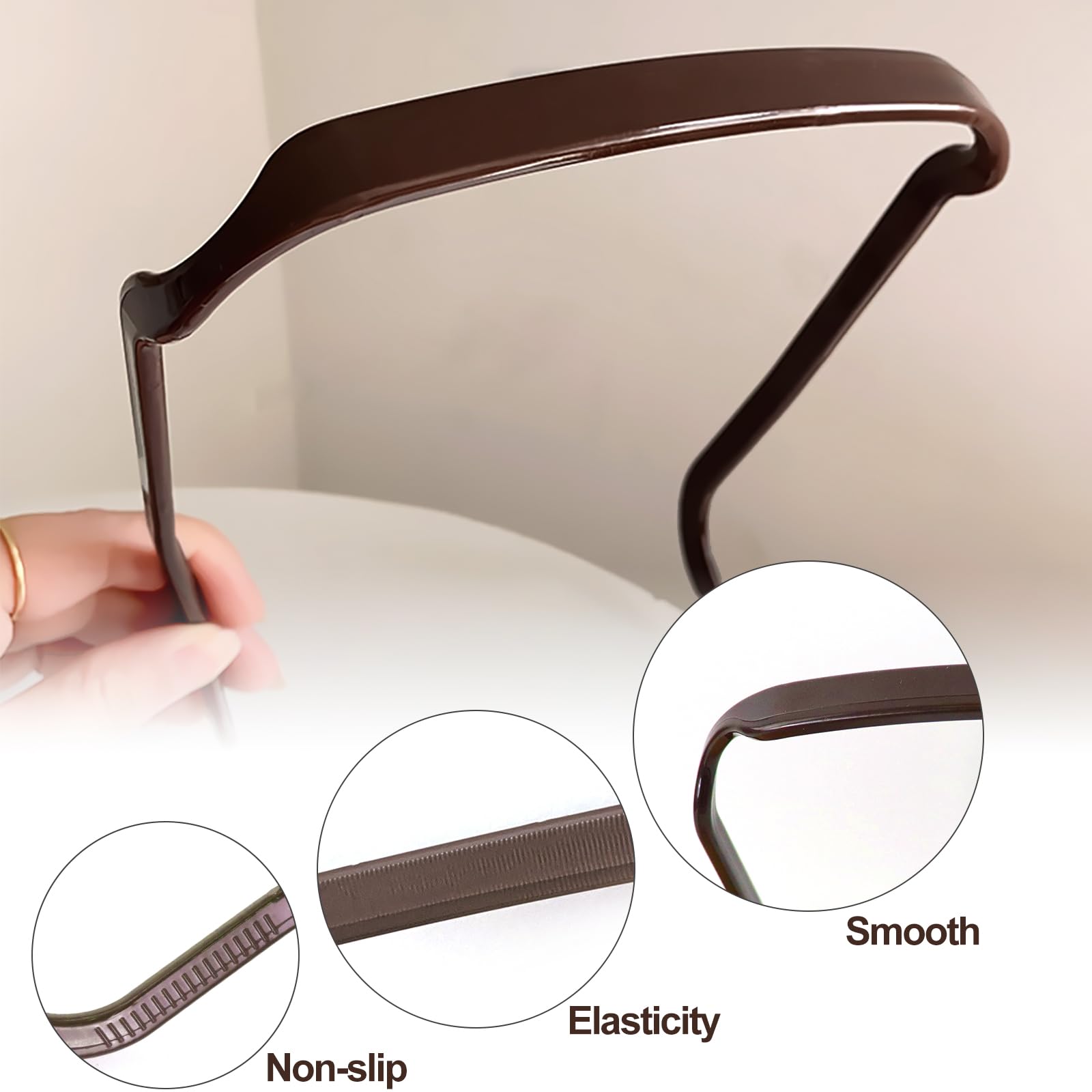 Qufiiry Curly Hair Headbands, 2 Pcs Sunglasses Headband, Brown Square Headband, Unisex Hairstyle Fixing Tool for Curly Thick Hair - Image 3