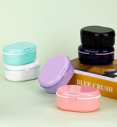 Miniatura 4 de MURRI&MURRDI Estuche de retenedor, caja de baño para dentaduras postizas con cesta de colador, funda protectora bucal, vaso limpiador de frenos,