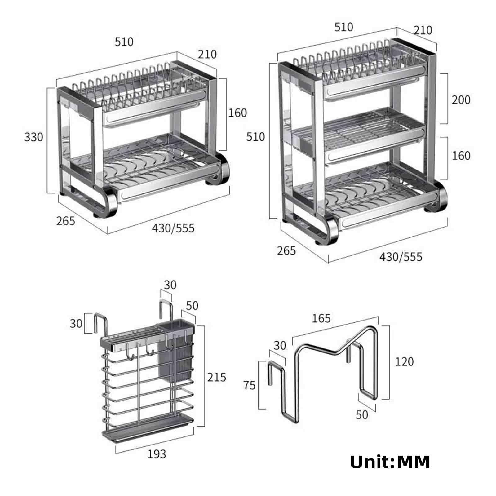 JUSHZ Escurreplatos sobre Fregadero Escurridor De Platos Escurre Platos Acero Inoxidable para Muebles De Cocina Grande Portacuchillos De Cocina Cesta para Cubiertos Multifunción (55x26.5x33cm,Silver)