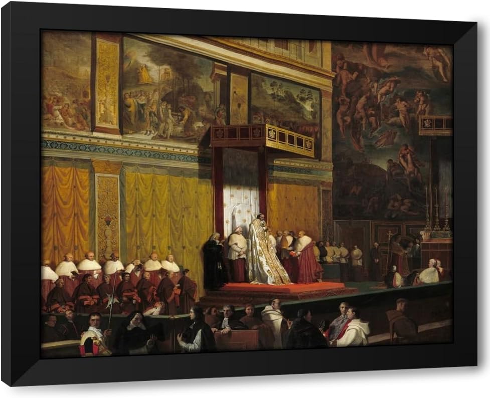 ArtDirect Pope Pius VII in the Sistine Chapel (1814) Custom Framed Art Print Giclee Print or Canvas Options with Various Sizes and Customization by Jean Auguste Dominique Ingres