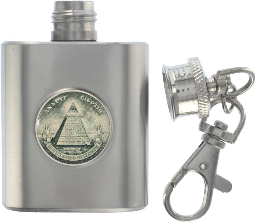 Eye of Providence Metal Miniature Flask Keyring