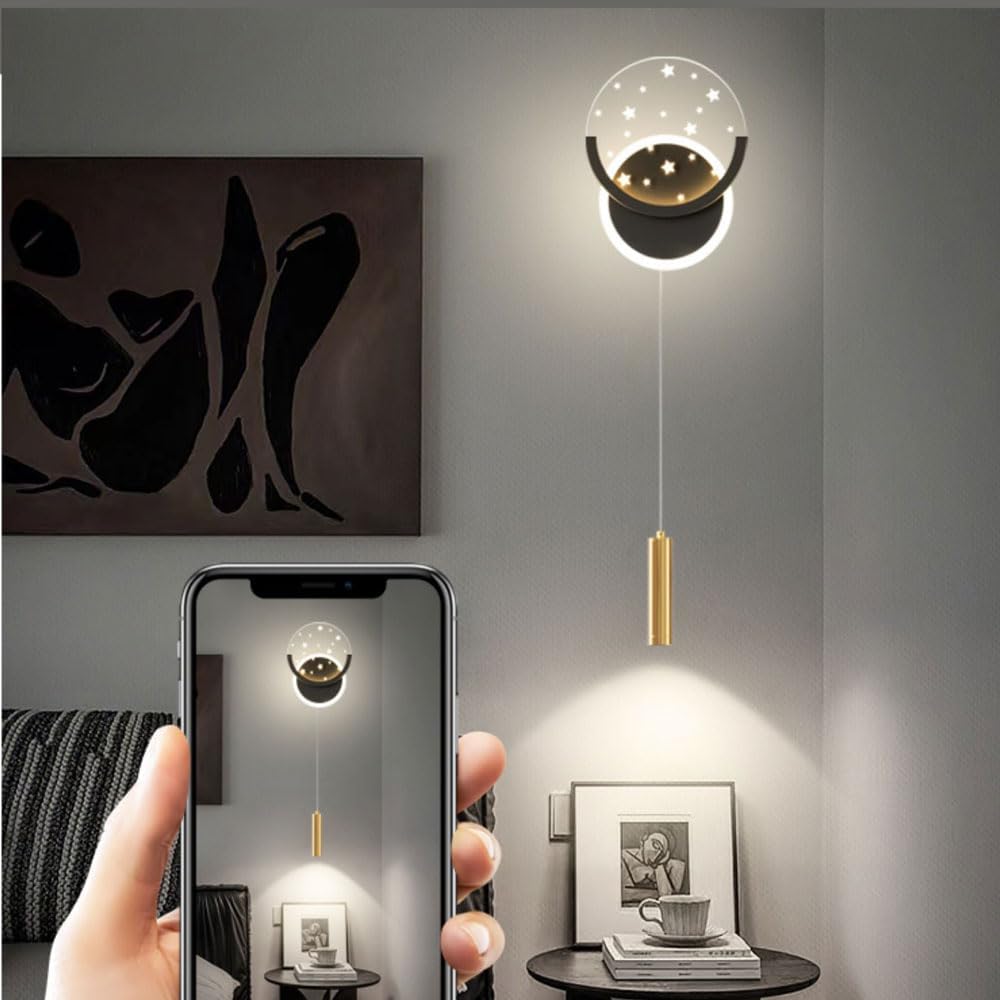 Nordic Wall Sconces Bedroom Modern with Long Wire Hanging Spot Light 18cm Living Room Bedside Wall Light Fixtures Indoor Gold Wall Lamp Vanity Light Wall Lamp for Bathroom Home Decor