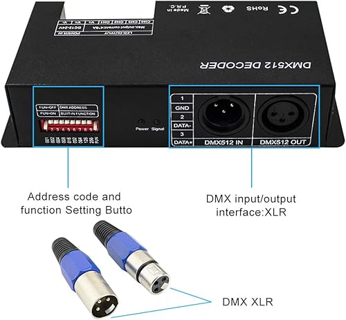 Miniatura 2 de Controlador LED DMX de alta potencia DMX 512 Decodificador Dimmer Driver DC12V-24V para led RGB tira o luces (4 canales)