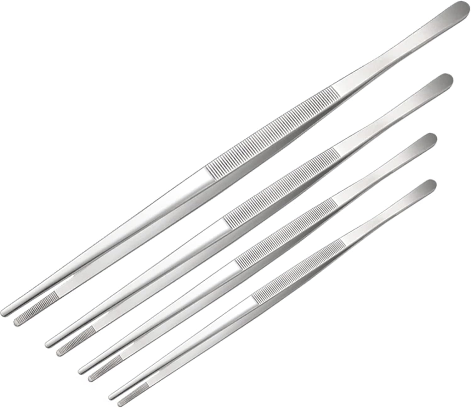 Set Of 4 Huge Jumbo Aquarium Aqua Tweezers Thumb Dressing Forceps Serrated (24", 18", 14" & 12") Long