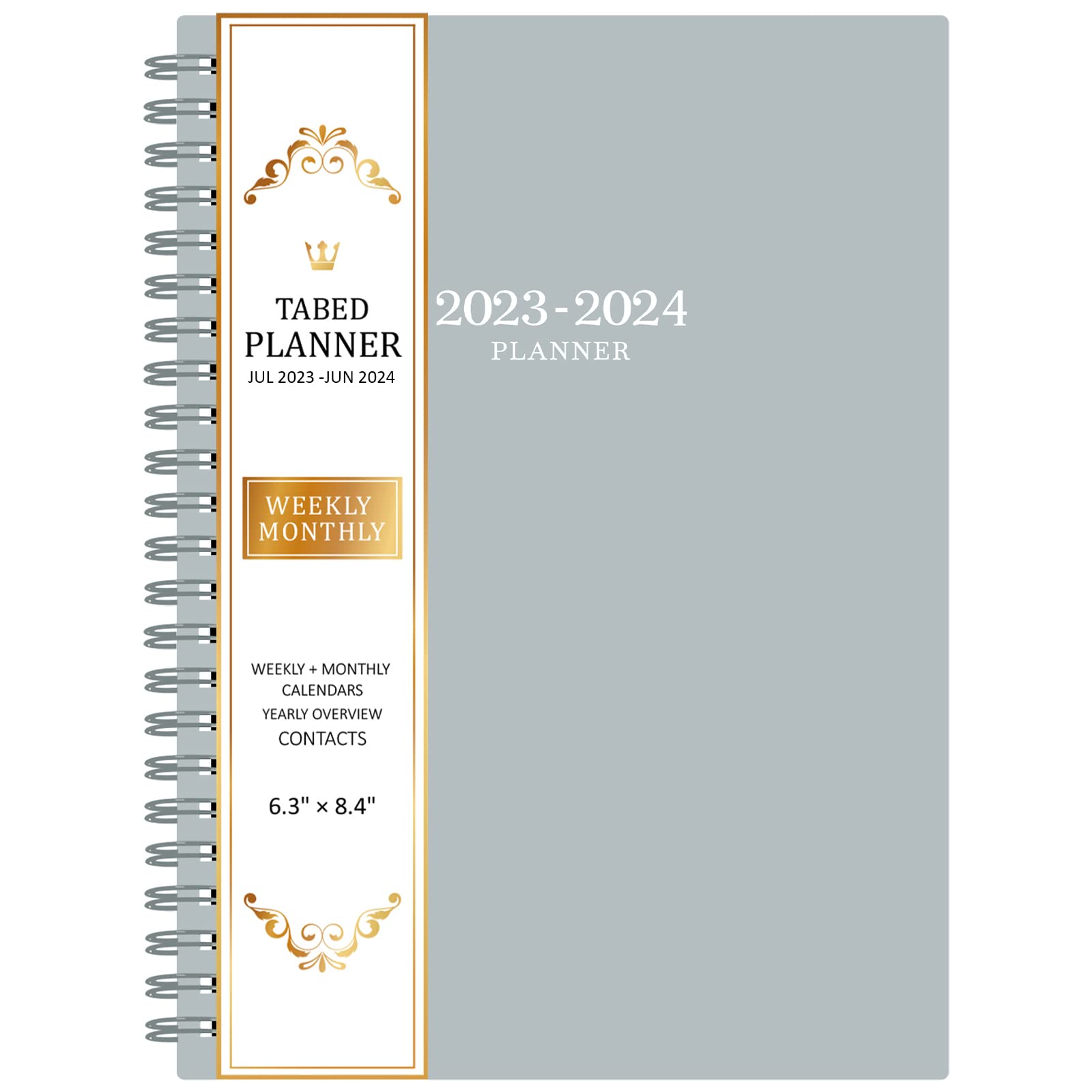 Photo 1 of 3 PK 2023-2024 Planner - Academic Planner 2023-2024 with Tabs, 6.3" x 8.4", July 2023 - June 2024, Weekly and Monthly Planner 2023-2024 with Back Pocket + Thick Paper + Twin-Wire Binding - Grey