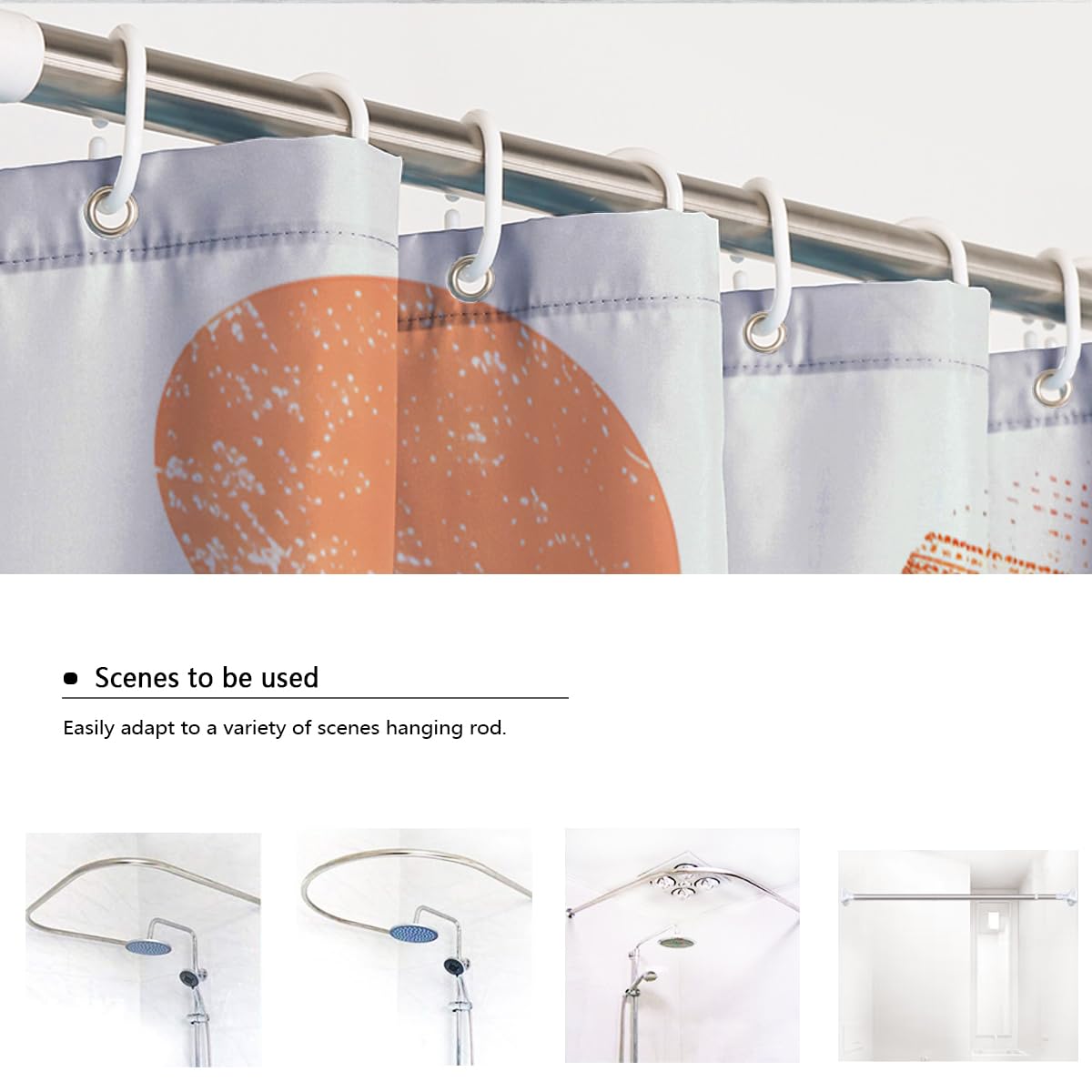 Rideau de Douche Botanique Automne Silhouette Feuille Orange, Aquarelle Abstraite Imperméable Séchage Rapide Tissu Polyester avec Crochets W200xL200 cm