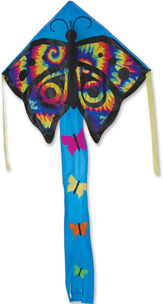 Large Easy Flyer Kite - Tye Dye Butterfly (46" X 90") with 300 Ft 30lb Test Kite String and Winder