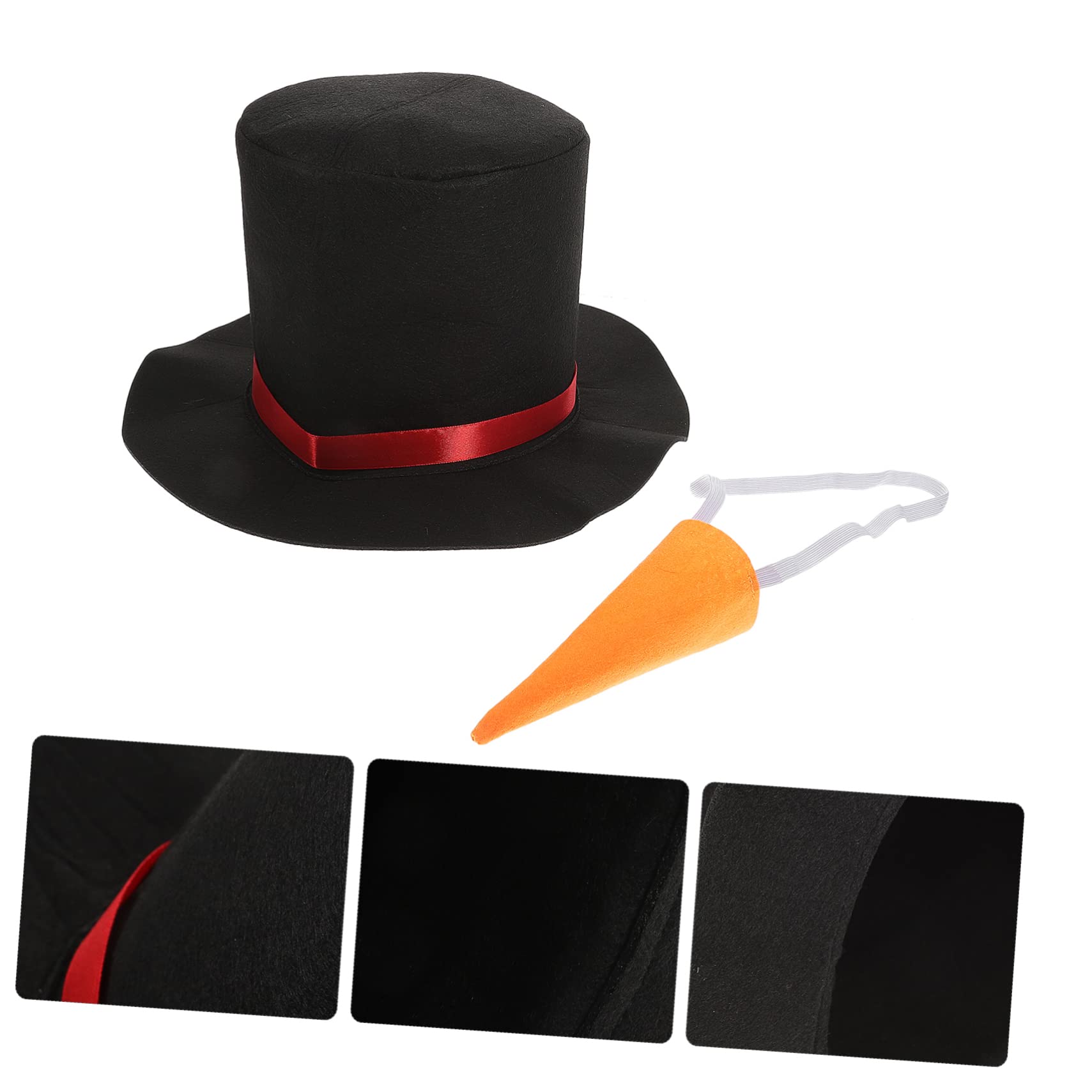 CALLARON 4 Juegos De Suministros De Vestir De Muñeco De Nieve Manualidades Gorro De Decoración De Muñeco De Nieve Nariz De Zanahoria Sombrero De Hombre De Nieve De Navidad Sombrero De