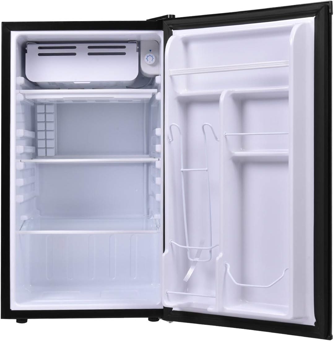 3.2 Cu.Ft. Mini Dorm Compact Mini Dorm Small Unit Small Single Door Freezer Cooler Refrigerator for Dorm, Garage, Camper, Basement or Office Black