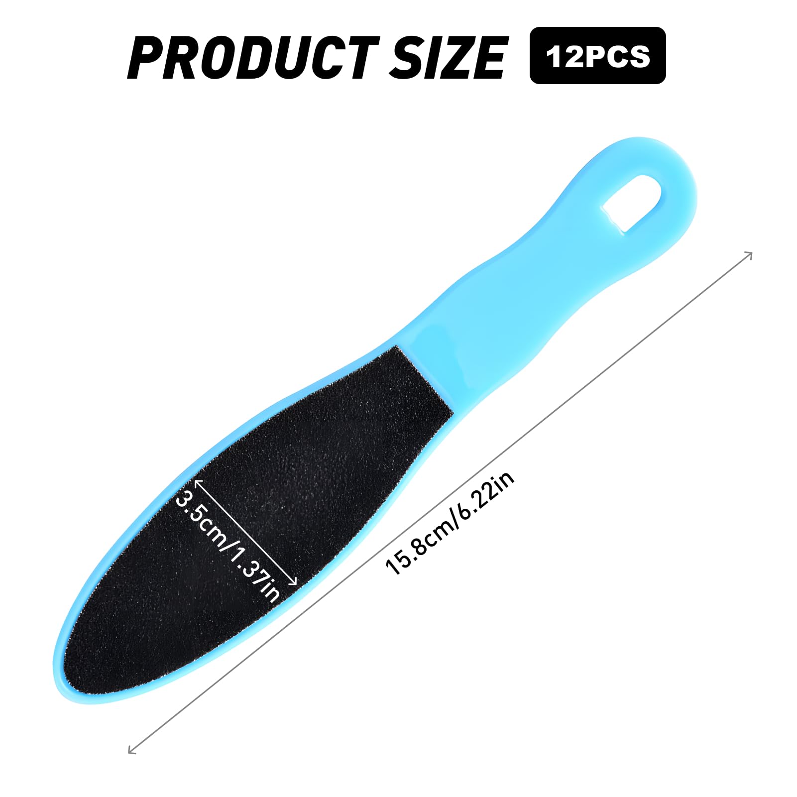 Set de 12 limas para pies de doble cara, 16 x 3,5 cm, lima quitacallos reutilizable para piel seca y agrietada, uso en seco y húmedo