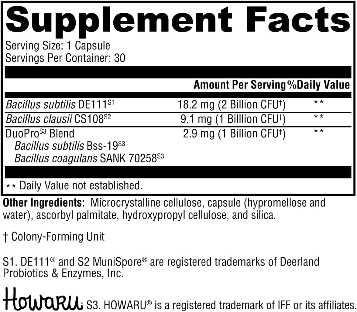 XYMOGEN ProbioMax Spore - Digestive & Regularity Support - with Bacillus Subtilis & Bacillus Clausii - Acid-Resistant - Vegetarian, Non-GMO & Gluten-Free - 30 Capsules
