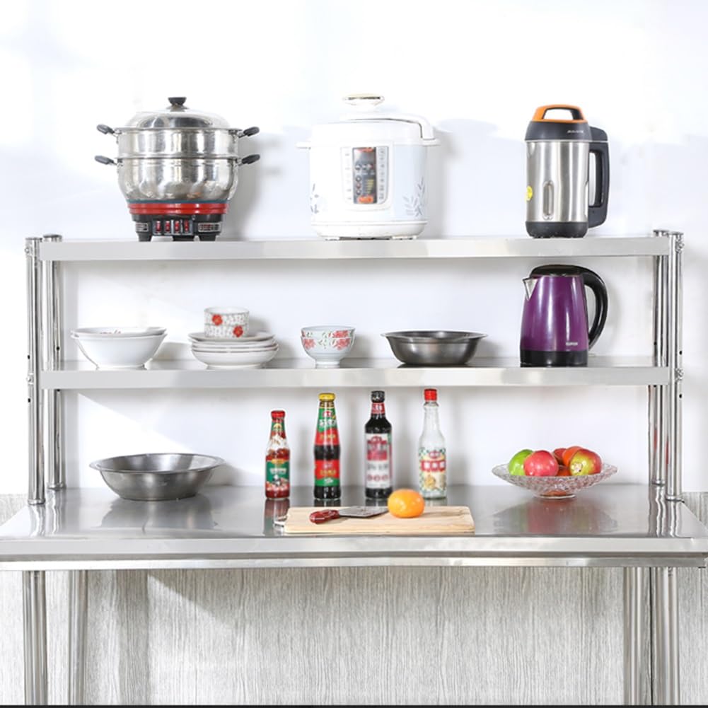 Scaffali a 3 ripiani in acciaio inossidabile, banco da lavoro portatile in metallo, mobile per cucina e bagno, scaffalatura resistente per casa e garage (140 x 30 x 80 cm)