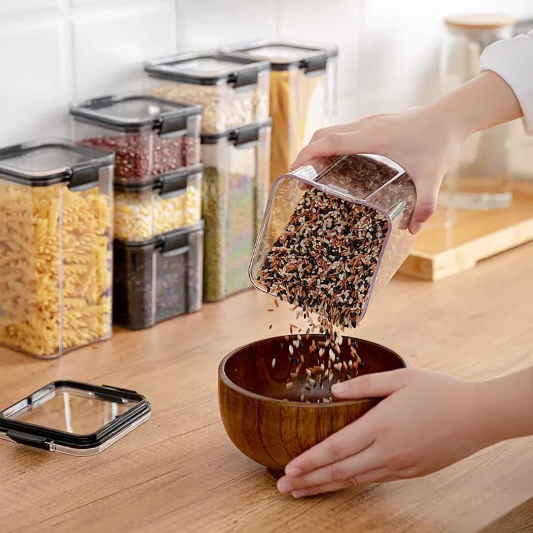 Kit 5 Potes Tampa Hermético Porta Alimentos Mantimentos Armário Cozinha
