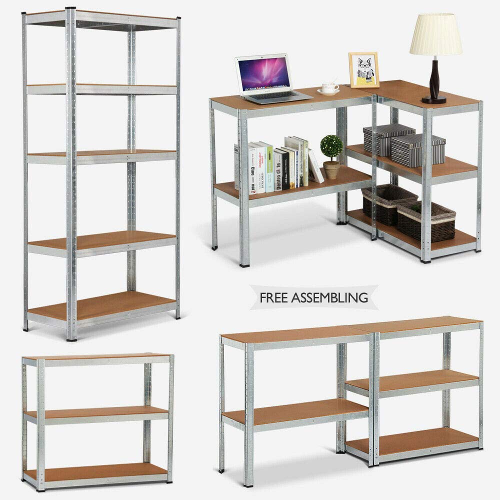 Estantería para cargas pesadas (200 x 100 x 50 cm, soporta hasta 875 kg, tablero de fibra de densidad media, estantería ajustable, estructura de acero, banco de trabajo, garaje, galvanizada)