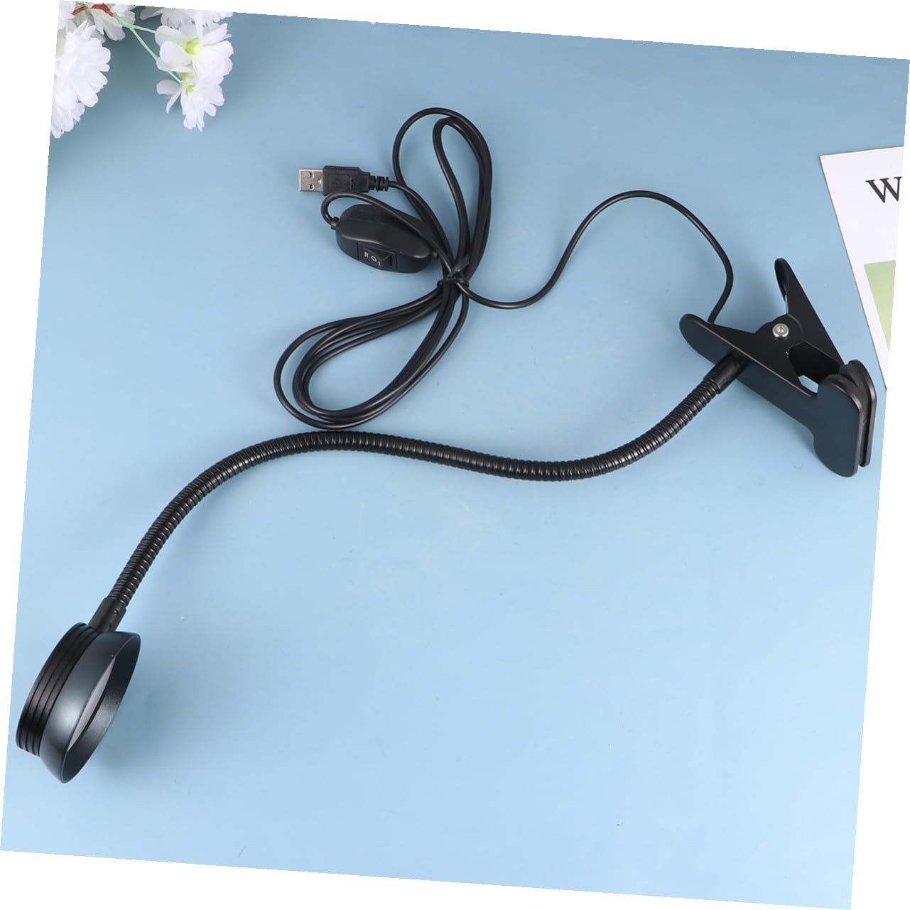 Ipetboom Lampada da Lettura LED a Clip 4w Flessibile per Letto Notte | Cavo USB Incluso, Struttura in Metallo Nero, Paralume Protettivo, Posizionamento Mobile per Hobby