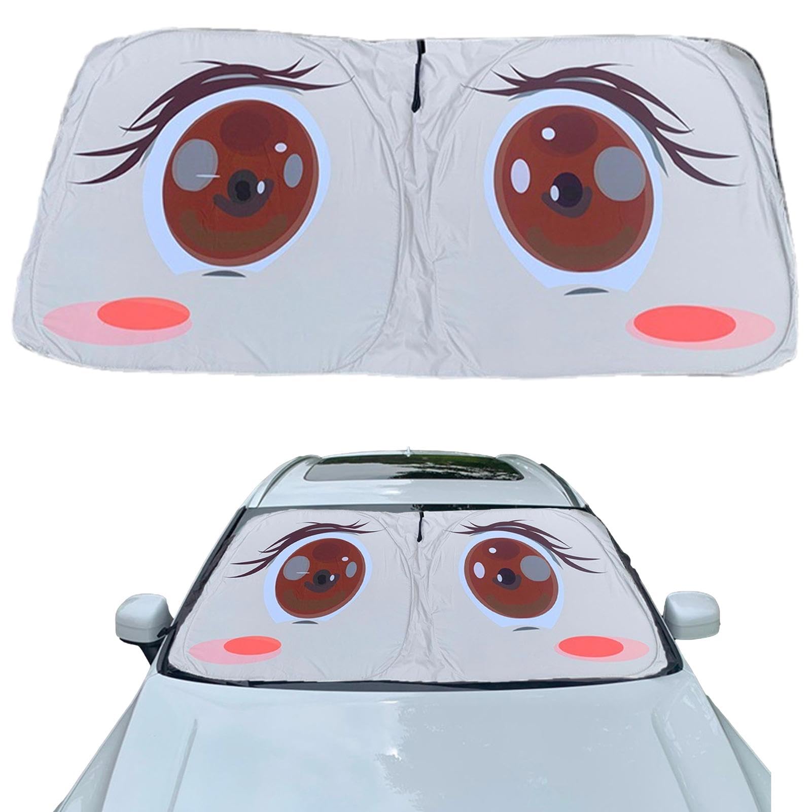 Generic Parasol para Coche, Parasol Coche Dibujos Animados para Ventana Delantera, Divertidos Ojos Coche, Protector Parasol para Coche, para Mantener el vehículo más Fresco, fácil de Usar