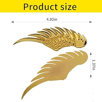 1 Pair Car Angel Wings Sticker, Hawk Eagle Wings Automobile Emblem,4.92in*1.37 * 0.39in 3D Metal Stereo Wing Sticker, Suitable for Most Car Models (Golden)