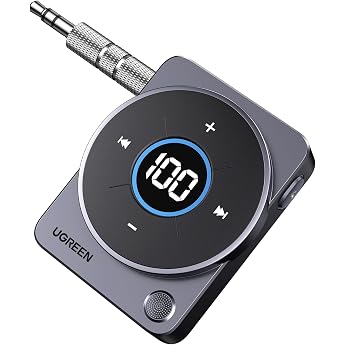 UGREEN Aux Bluetooth 5.4 Adapter Car 3.5 Jack Receiver with LED Display