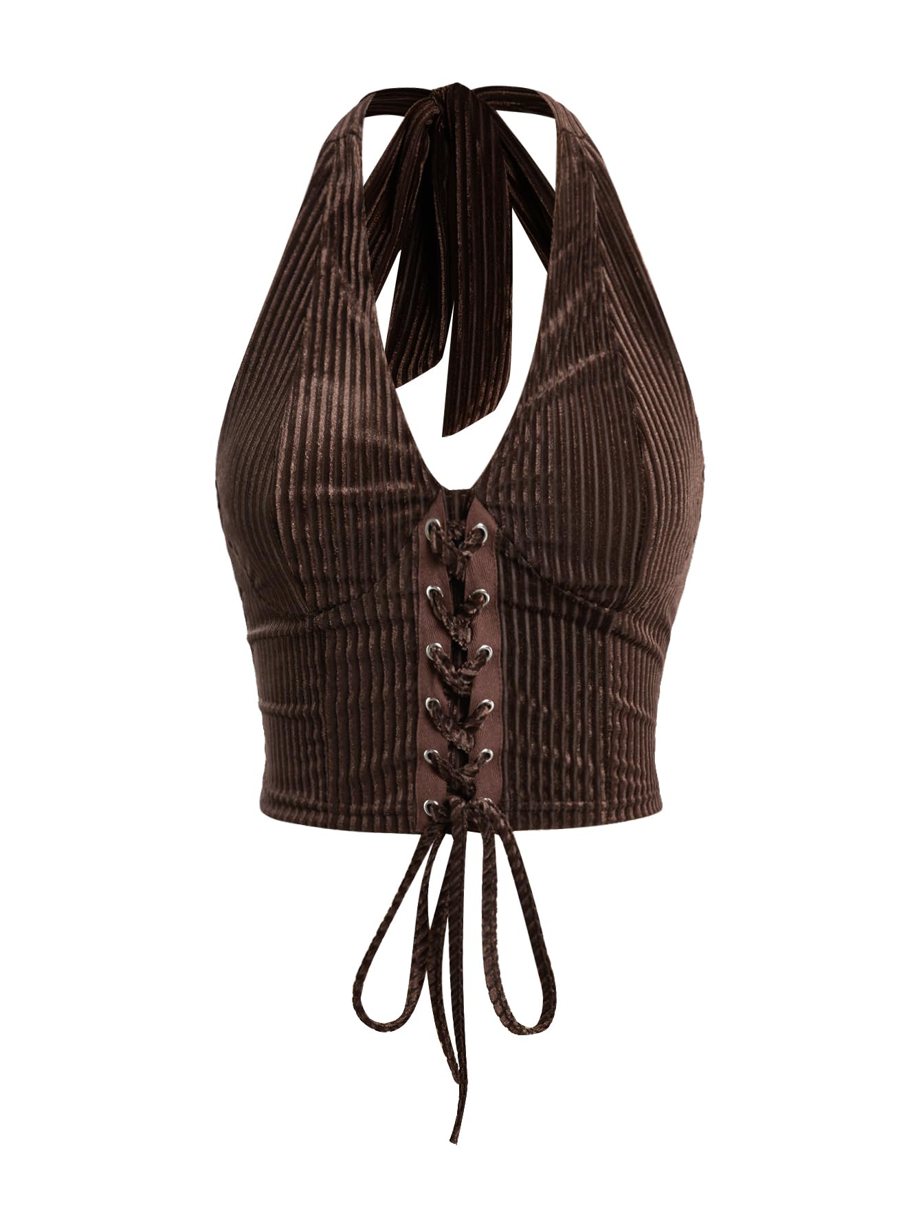 verdusa Womens Sleeveless Lace Up Open Back Crop Top-picture-45