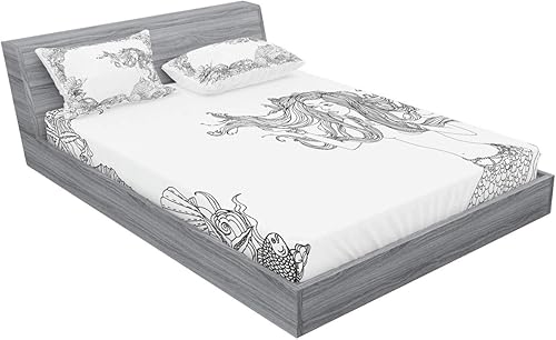 Miniatura 401 de Ambesonne - Juego de sábanas bajeras y fundas de almohada, diseño clásico botánico, plantas de jardín vintage, juego de 3 piezas con estampado