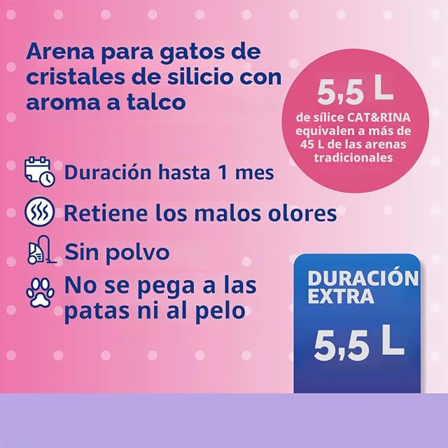 Foto 2 de 3 de Arena de Silice para Gatos Perfumada Talco Delicado - 5,5 l