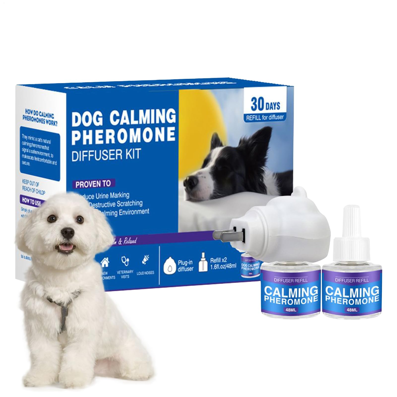 Cat Calming Diffuser - Cat Pheromones Calming Diffuser Refill, Reduce Fighting Diffuser | 60 Days Long Lasting Plug in Cat Calming Release Sustained Pheromone Refill for Reducing Stress