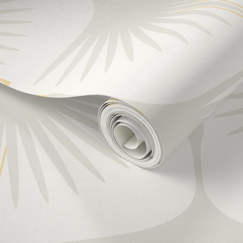 Peel & Stick Wallpaper 6ft x 2ft - Art Deco White Bird Nature Modern Wingspan Custom Removable Wallpaper by Spoonflower
